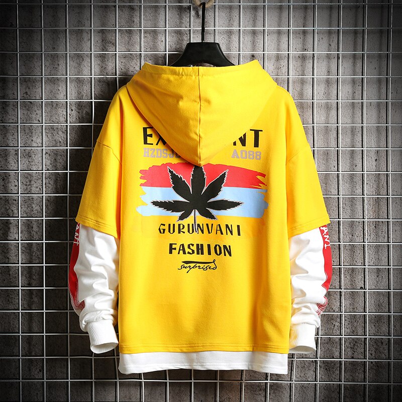 SingleRoad homme sweat à capuche pour homme surdimensionné Graffiti imprimé Hip Hop Harajuku japonais Streetwear jaune sweat à capuche homme sweat homme: Yellow Hoodie Men / Asian-M(EUR XS)