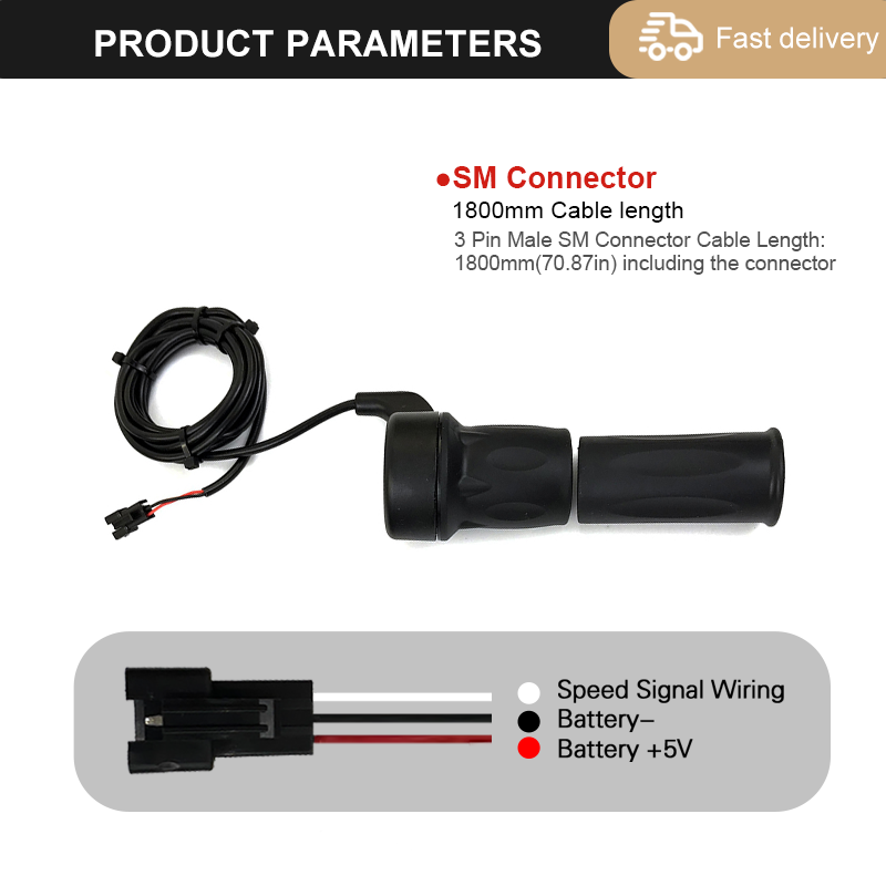 WUXING 20X76X Electric Bicycle Half Twist Throttle 3pin SM Waterproof Plug Connector Electric Scooter