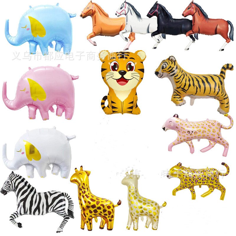Ballon tête de chien panthère en aluminium, décoration de fête d'anniversaire pour enfants, girafe, dessin animé, éléphant, cheval,