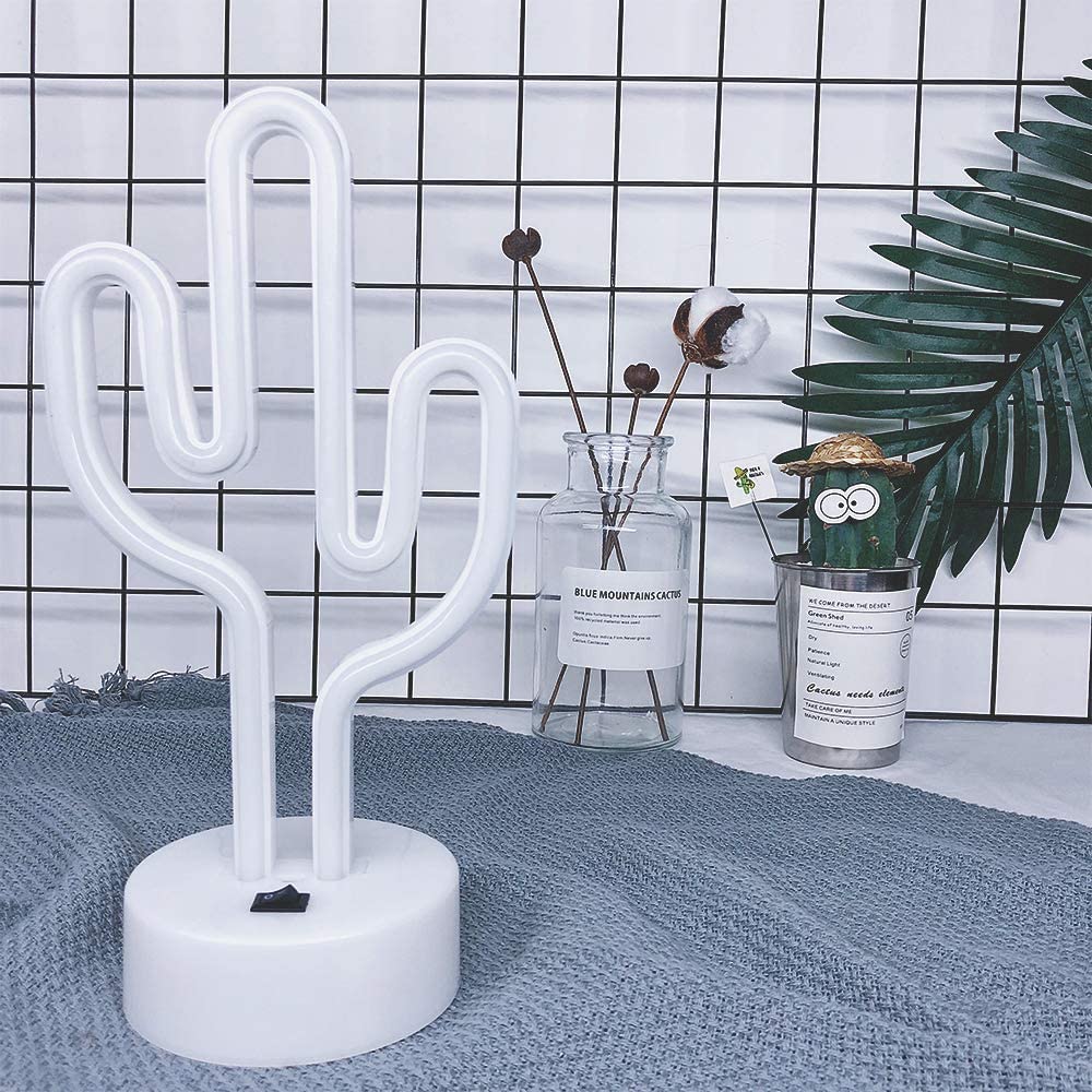 Led néon Cactus en forme de lampe verte USB et alimenté par batterie pour les chambres à la maison mariage anniversaire Decorat table veilleuse
