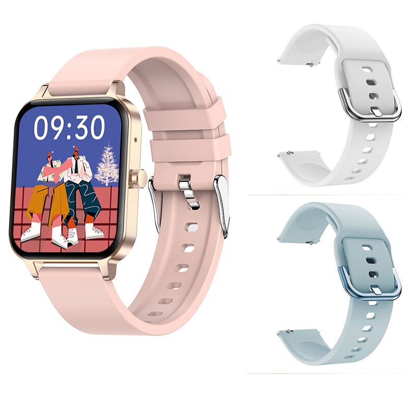 STrollAR MP3 Smart Watch Women Man Music Player Phone Call Body Temperature Connect Wireless Earphones Fitness Smartwatch Clock: Navy Blue