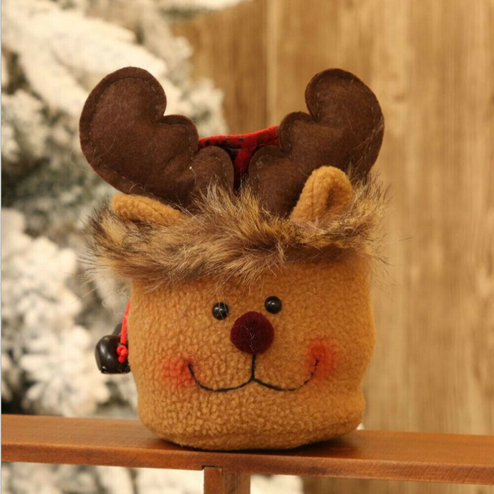 Juleslik æbleposer pung julemand snemand elg børnetaske snørepose beholder juleindretning: F