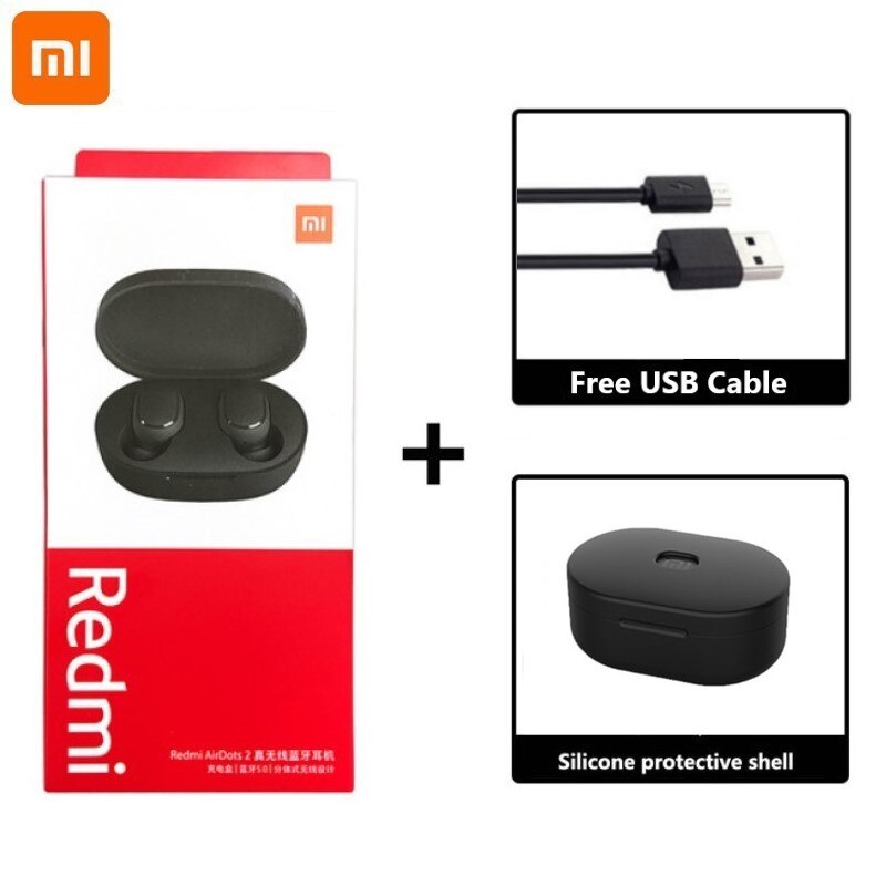 Xiaomi Redmi Airdots 2 Originele Tws Bluetooth 5.0 Ruisonderdrukking Met Mic Ai Controle Redmi Airdots S Echte Draadloze Headset: Free case cable 1