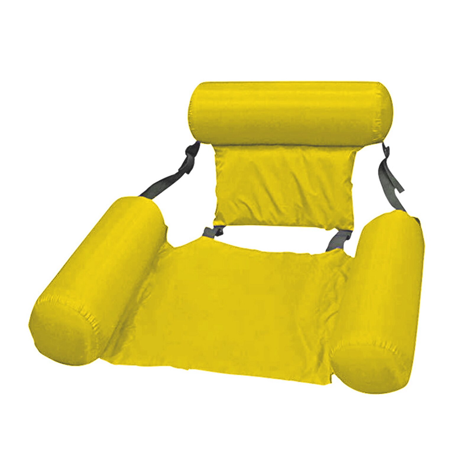 Foldable Floating Bed Swimming Pool Inflatable Water Longue with Backrest: Yellow