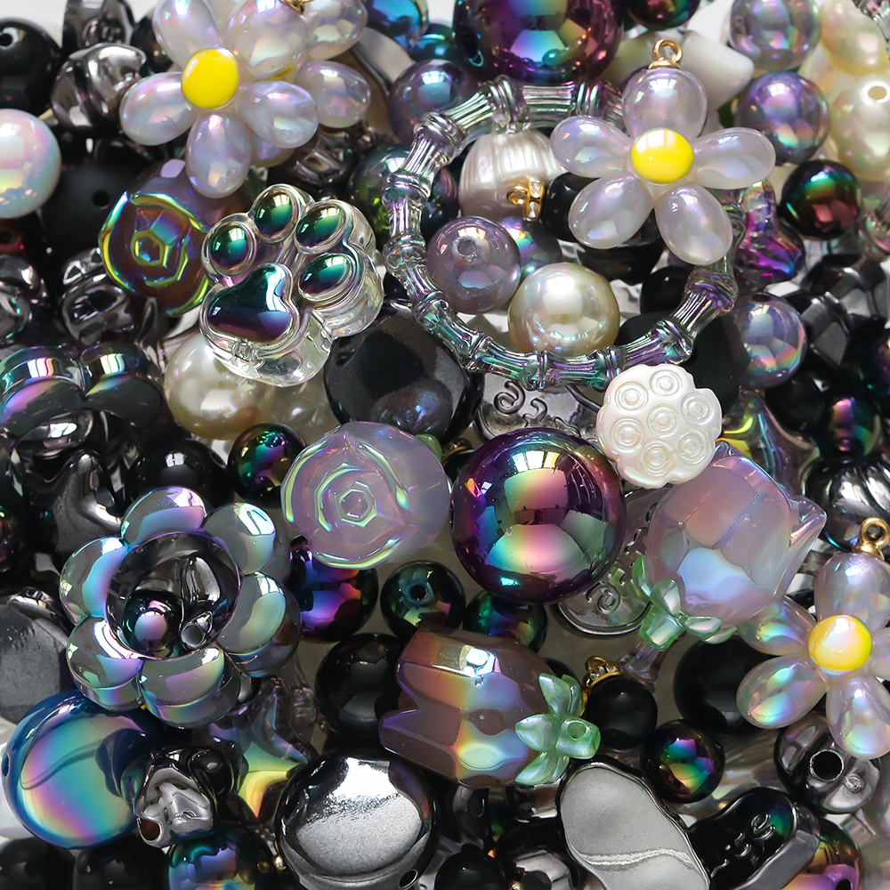 20 gramos, cuentas mezcladas acrílicas de 12 ~ 50mm, cuentas espaciadoras sueltas para fabricación de joyería, accesorios para pulseras, collares y pendientes DIY: Rojo
