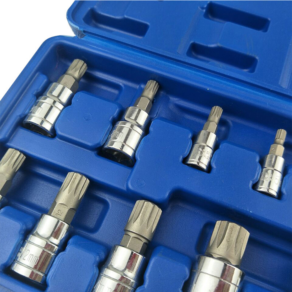 10pcs 12 Point Triple Square Spline Socket Set Screwdriver Bit Set Tampered Adapter for 1/4 3/8 1/2 Torque Spanner Socket Wrench