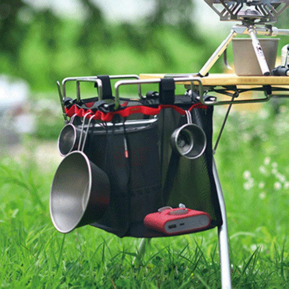 Barbecue Camping Portable Outdoor Picnic Storage Grid Table Rack Stand Net Bag Accessories