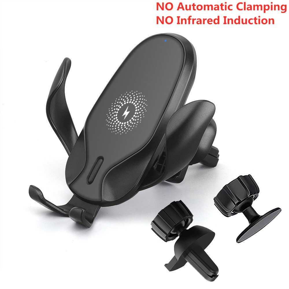 Auto Clamp 15W cargador de coche inalámbrico soporte de teléfono montaje Qi Sensor de inducción de carga rápida para iPhone 11 XS XR X 8 Samsung S20 S10: Type2 15W Black