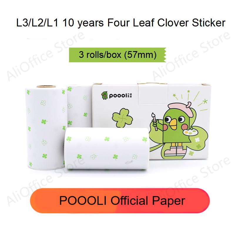 3 Rolls POOOLI Official Label Sticker Paper For L1 L2 L3 For Peripage A6 Paperang Baypage Bluetooth Photo Printer Sticker Maker: 57mm flower Sticker