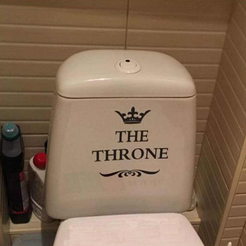 Le trône couronne toilette Stickers muraux drôle noir siège de toilette décalcomanie amovible salle de bain fond Mural décor à la maison fournitures