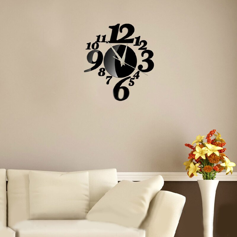 Modern Living Room Large wall clock Acrylic DIY Wall Clock Digit Clock Watch 3D Mirror Sticker Surface Europe Style wanduhr BS