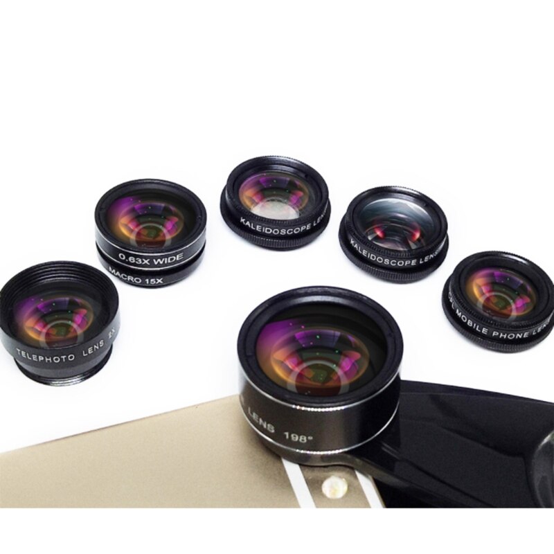 7 in 1 Phone Camera Lens Kit Wide Angle/Fisheye Lens Special Effects Lens Kit For Smartphones/And-roid Phones Camera