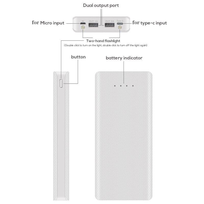 20000 Mah 2 Usb Poorten Power Bank Shell Case 8*18650 Batterij Lader Doos Met Led Licht Opladen Display licht Batterij Box Shell