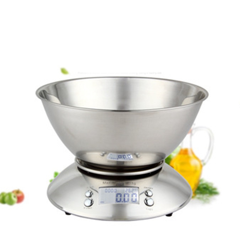 Food Kitchen Bowl Scale, Digital Grams and Ounces for Weight Loss, Baking, Cooking, Keto and Meal Prep, Silver