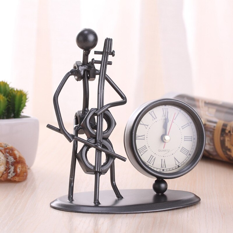 Small Alarm Clock Iron Stainless Steel Personality Retro Table Bedroom Horloge Home Decoration