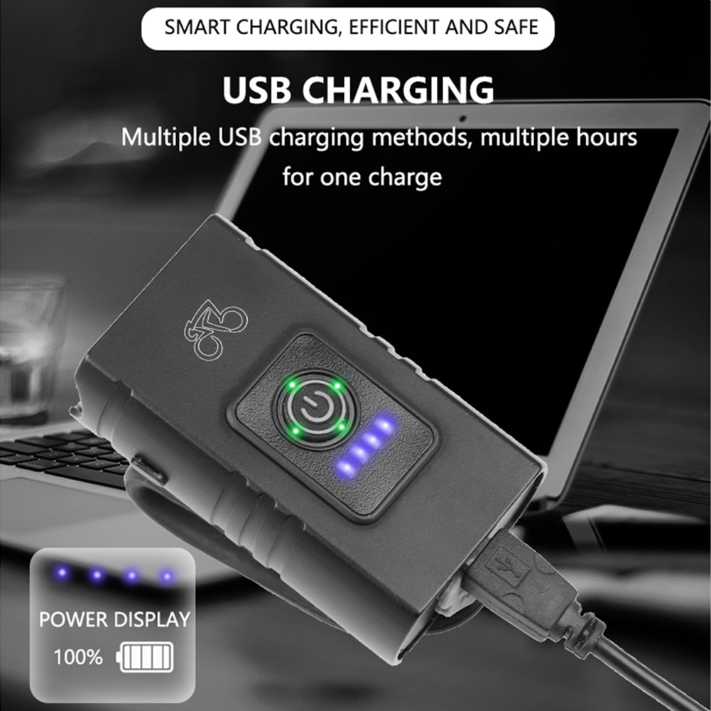 Luz LED T6 para bicicleta de montaña y carretera, linterna frontal, equipo de ciclismo, 10W, 800 lúmenes, recargable vía USB