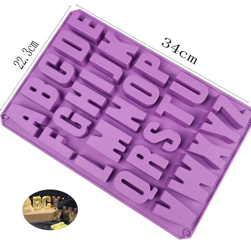 3D Alphabet Buchstaben Beton Silikon Formen Gips Nummer Hauptstadt Kleinbuchstaben bilden DIY Kuchen Harz Hause Dekorationen Werkzeuge: Grün