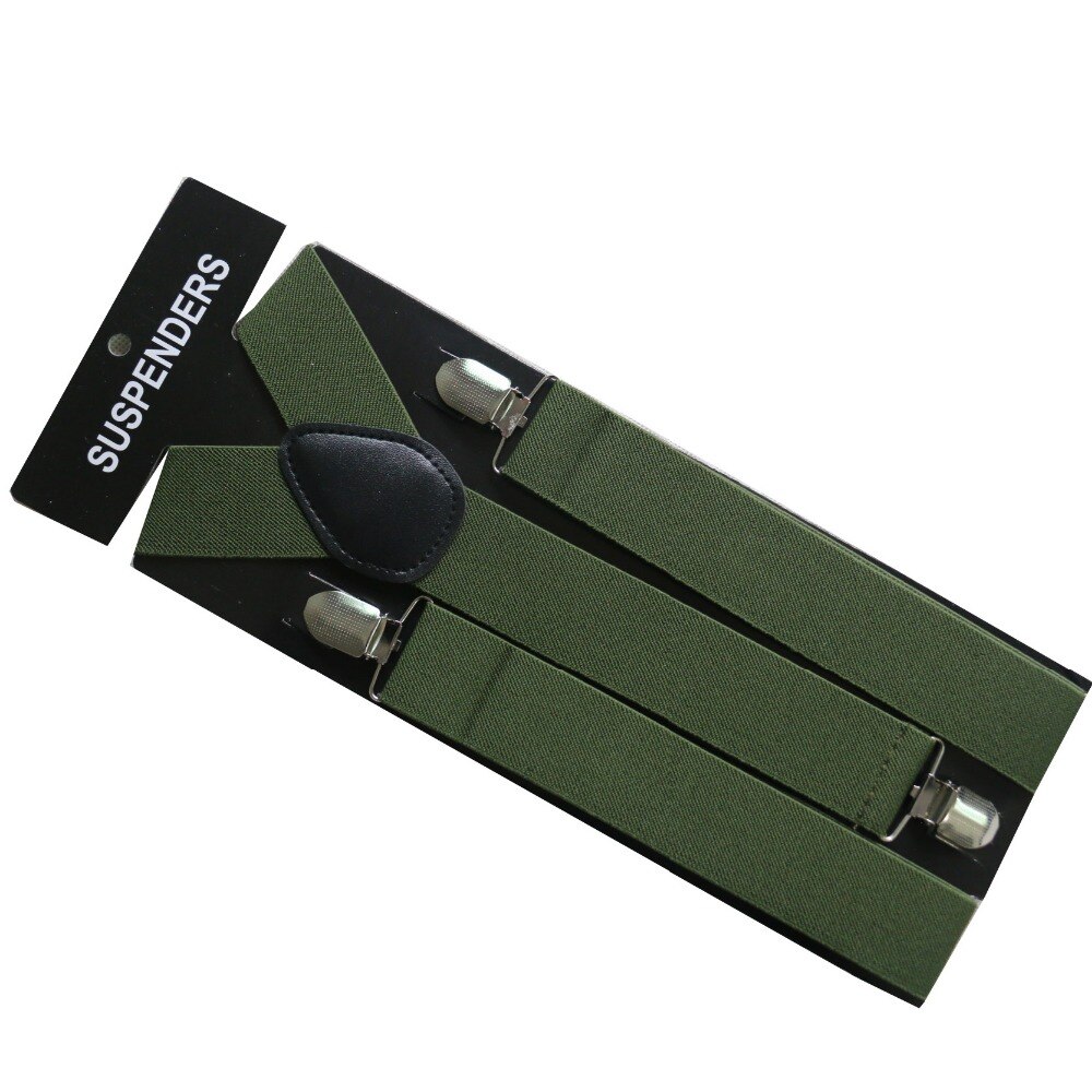 Winfox vintage herrhängslen hängslen bred 3.5cm -armad grön läder byxa suspensorio hängslen för skjorta: Armégrön
