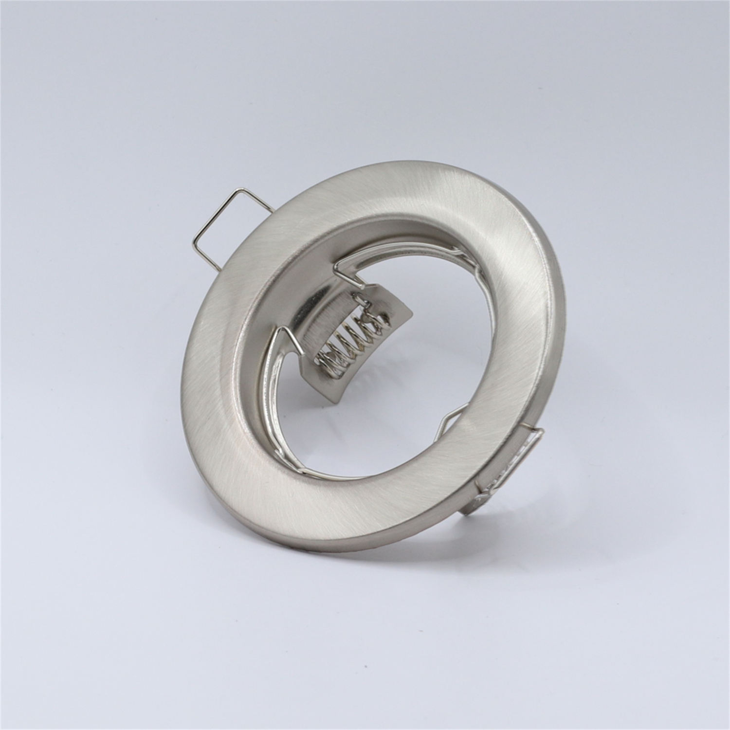 Focos de techo empotrados de níquel satinado, GU10, agujero de corte de Metal redondo, 60mm, marco de fijación