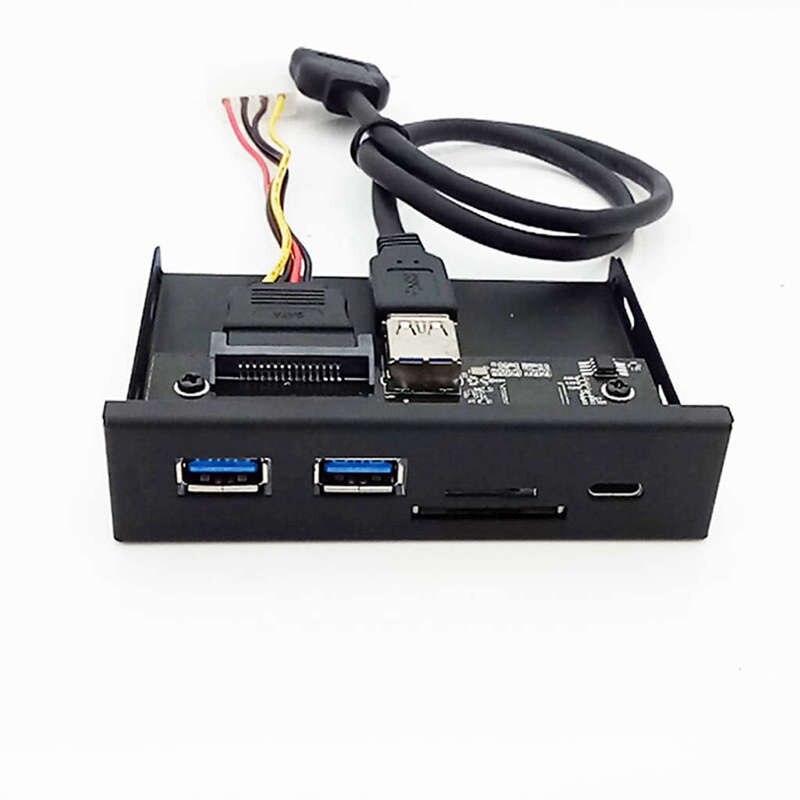 33S50-Rtk 3 In 1 Card Reader Pc Front Panel Media Type-C Dual Usb 3.0 Port Hub Dashboard With Usb Power Cable Tf Sd Card Reader