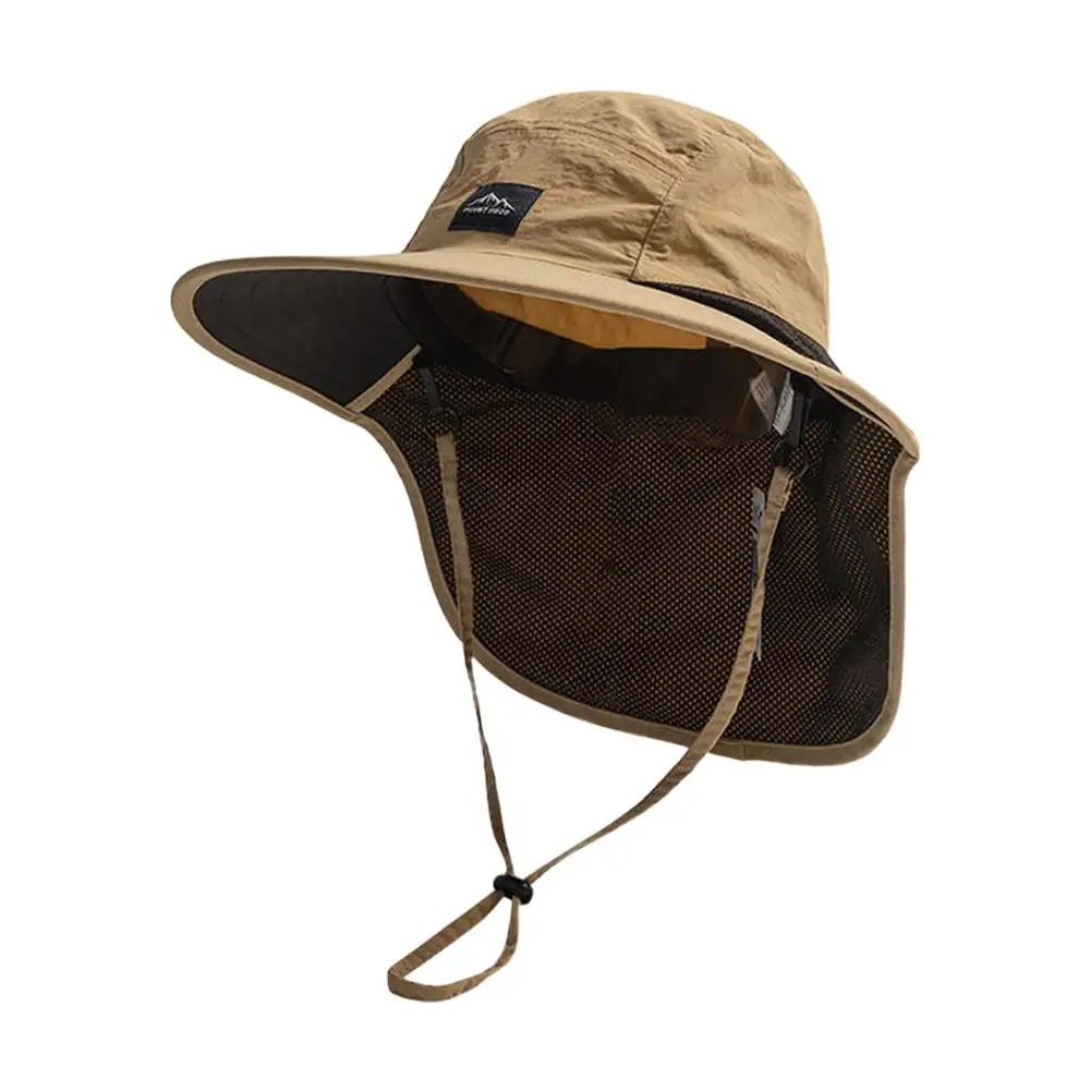 Zomer anti-uv-pet mesh ademende hoed met brede rand panama visserspet waterdichte sneldrogende unisex nekbeschermingshoed: Donkergrijs