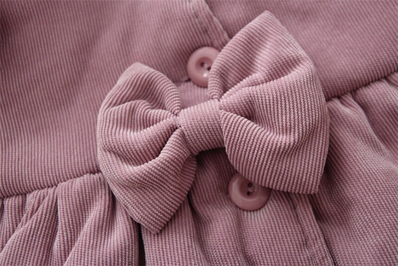 Kleinkind Baby Mädchen Cord Dicke Warme Mit Kapuze Oberbekleidung Mäntel Plus Samt Winter Baumwolle Solide Bowknot Jacken Outfit 6M-3Y
