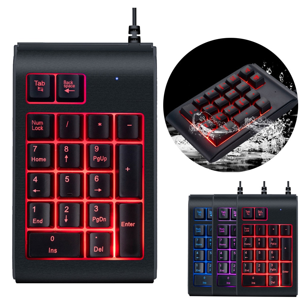 USB wired luminous numeric keyboard backlit RGB three-color variable light waterproof numeric keyboard: Default Title