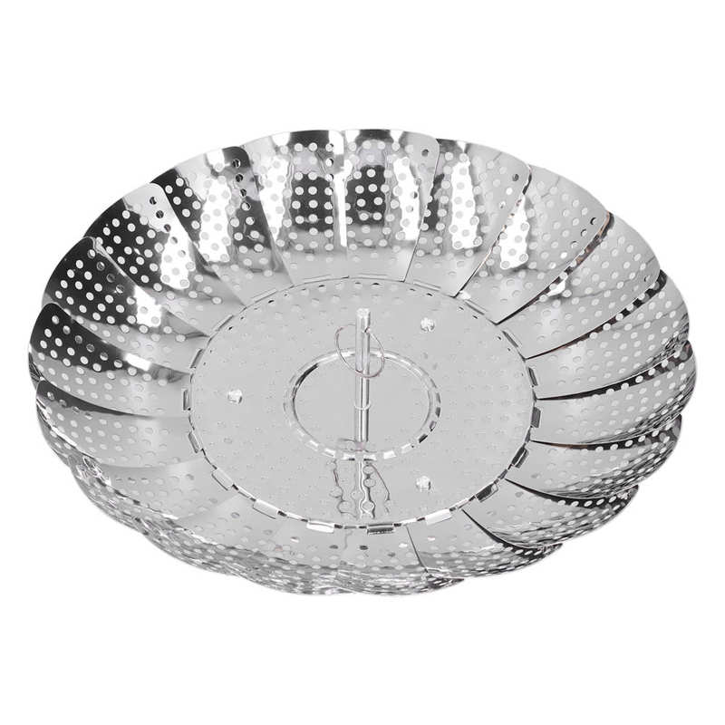 Panier à vapeur rétractable en acier inoxydable, 28cm de diamètre, support pliable pour accessoires de cuisson à la maison
