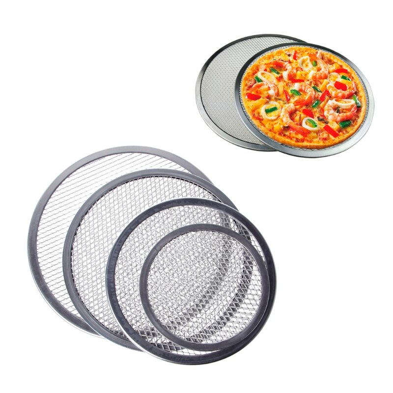 Rejilla de aluminio para parrilla de Pizza, bandeja de horno redonda, herramientas de cocina, Kit de hornos
