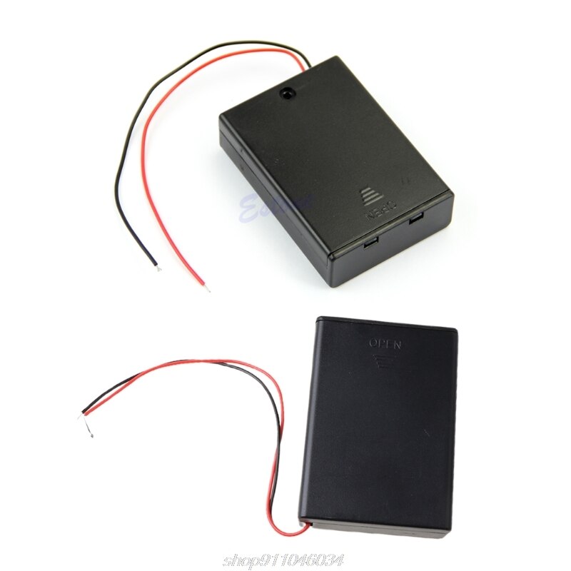 1Pcs Hard Holder Case Box Plastic Opbergdoos Voor 3 X Aa Batterij Met Wire Leads N24 20