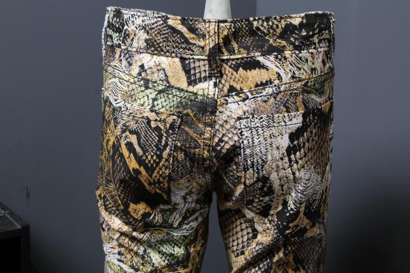 Tynd sektion slangekorntryk jeans mandfarvet tegning eller mønster natklub personlighedsbukser blomsterbukser