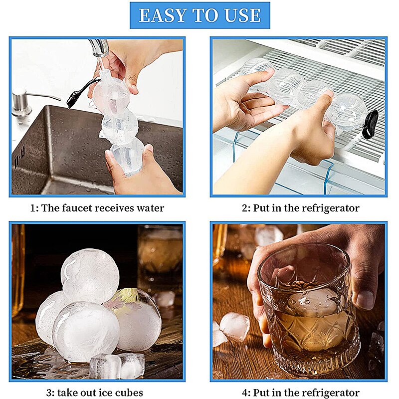 4 wnęka kula Whisky lody forma w kształcie kuli okrągłe galaretki Icecube producent formy DIY Cocktai hokej zrobić narzędzia dla domu bar impreza