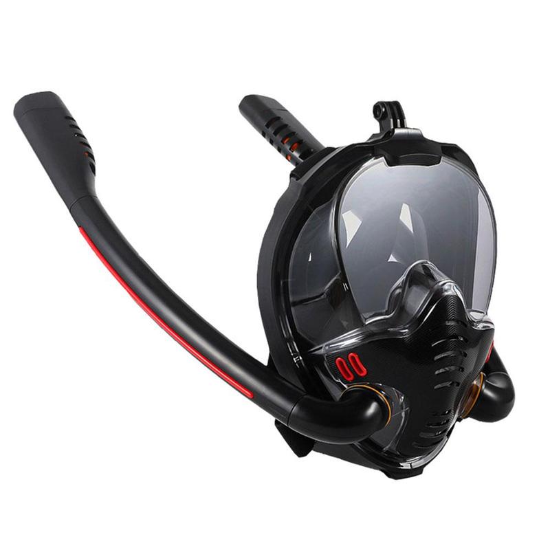 S Size Full Face Snorkeling Mask Double Tube Silicone Full Mask Swimming Dry Mask Adult Diving Goggles Diving P2M6: Black