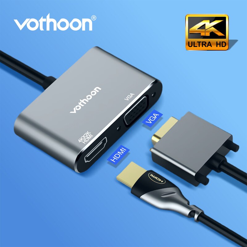 Vothoon USB Type C HUB to USB 3.0 HDMI USB HUB for MacBook Pro Air Huawei P30 Samsungs S10 S9 3 Port VGA Type C HUB