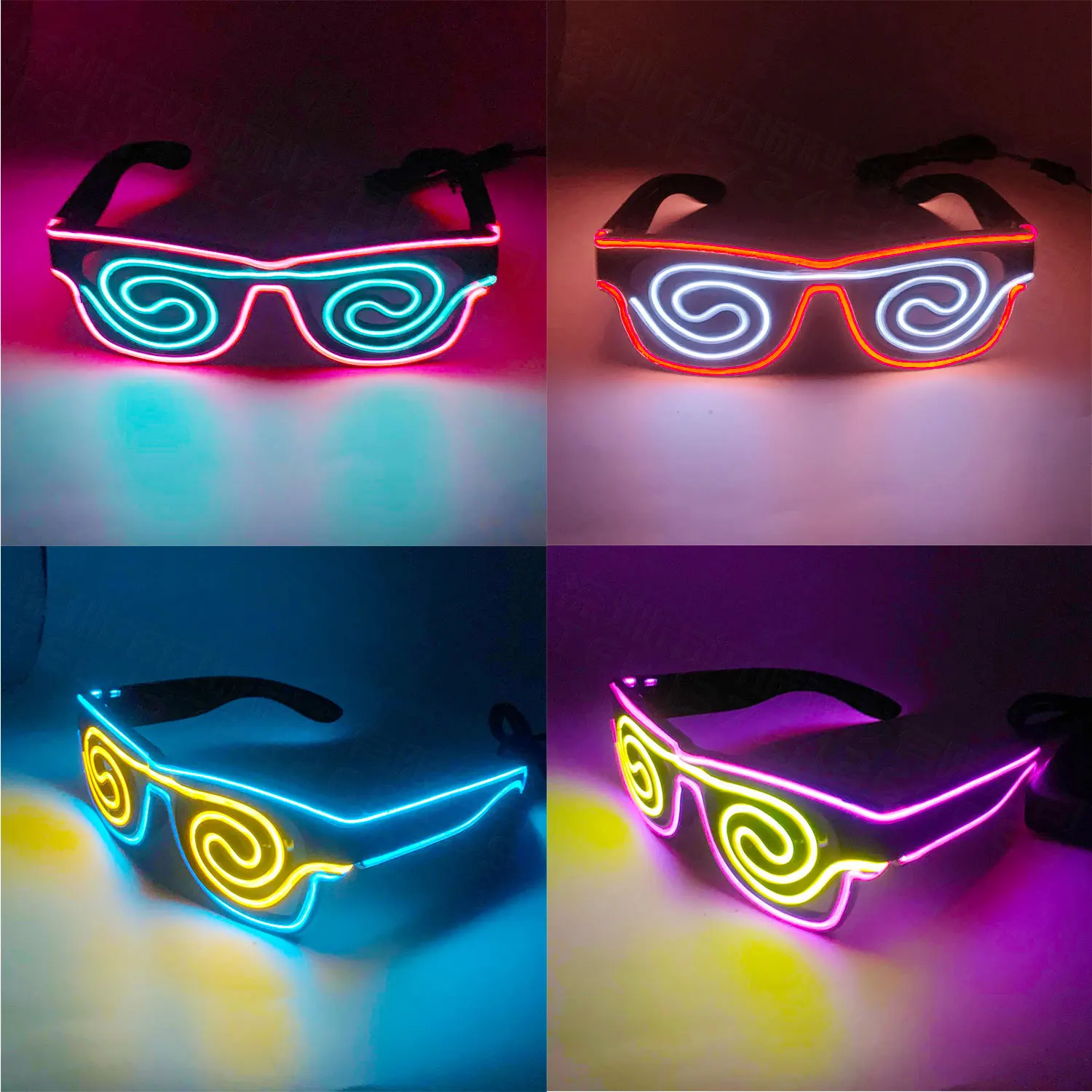 10pcs LED Luminous Wire Glasses Glow Party Light Decoration DJ Night Club Costume Sunglasses Cosplay Birthday Wedding