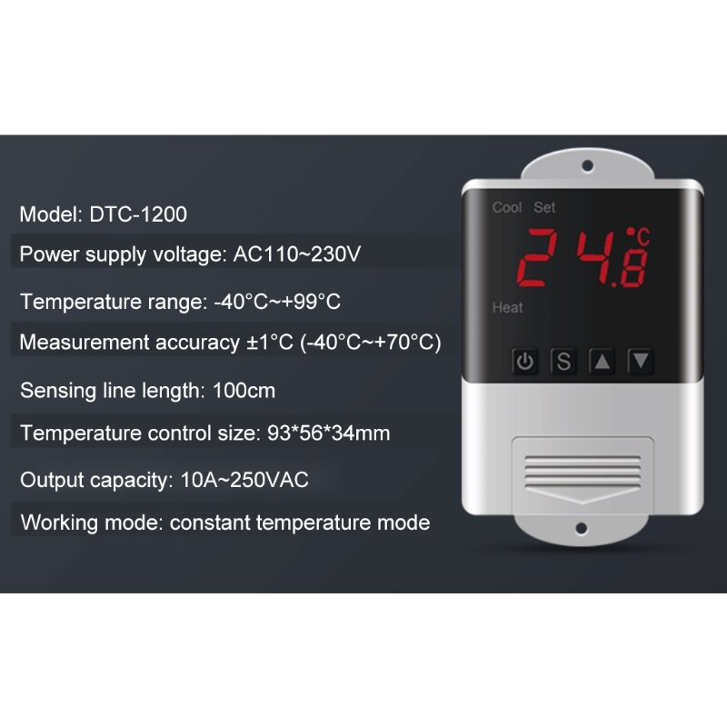 110v-230 vac 10a wifi digital termostat fjärrkontroll akvarium inkubator temperaturkontroll med ntc sensor: Dtc 1200