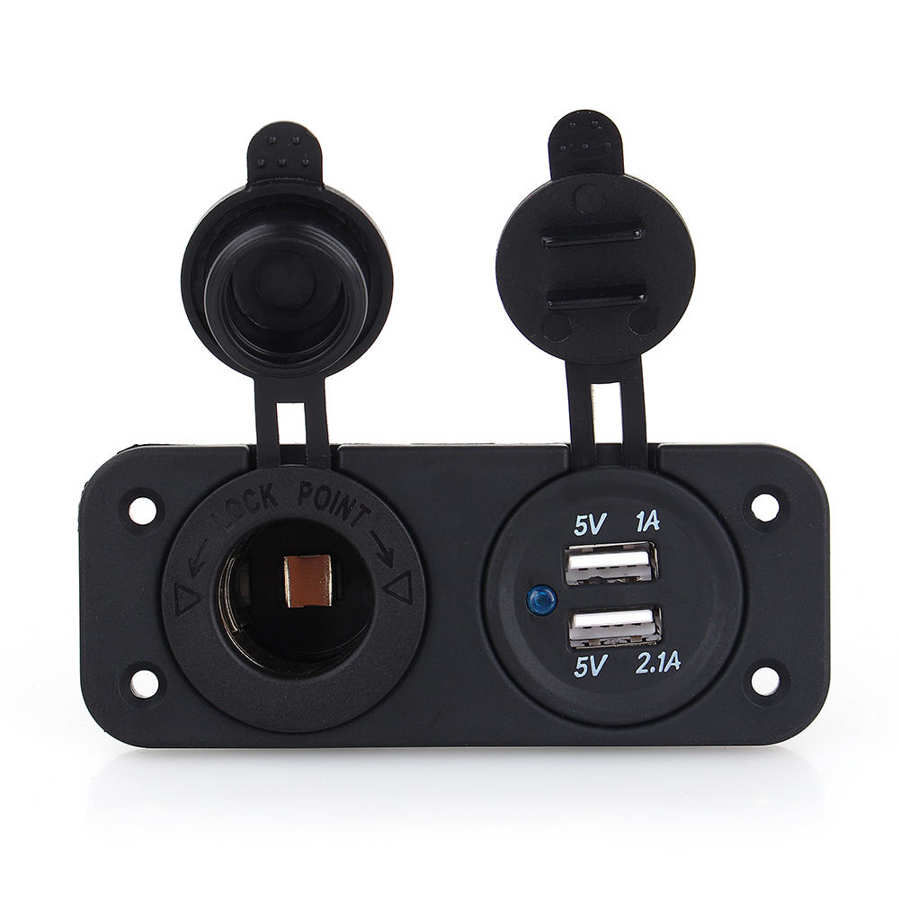 Dual Usb Car Auto Sigarettenaansteker Splitter 12V Lader Power Adapter Outlet Huishoudelijke Socket Dc 12V Input power Adapter