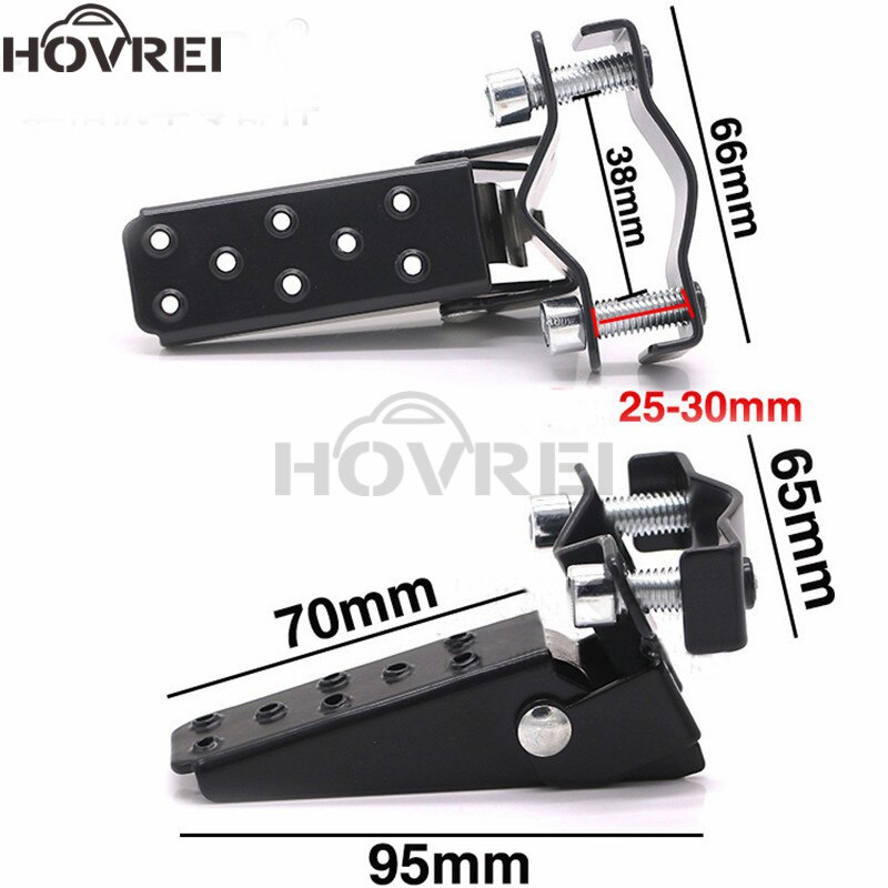 1 pair Universal Retro Motorcycle Black Clamp-on Steel Axle Foldable Foot pedal Step Pegs motobike front rear Folding Foot rest