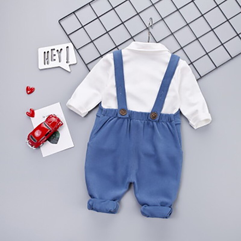 Baby Children's Bib Pants Embroidered Bear And Panda Cotton Cute Long Sleeve Suit Child Spring Autumn Kids Clothes