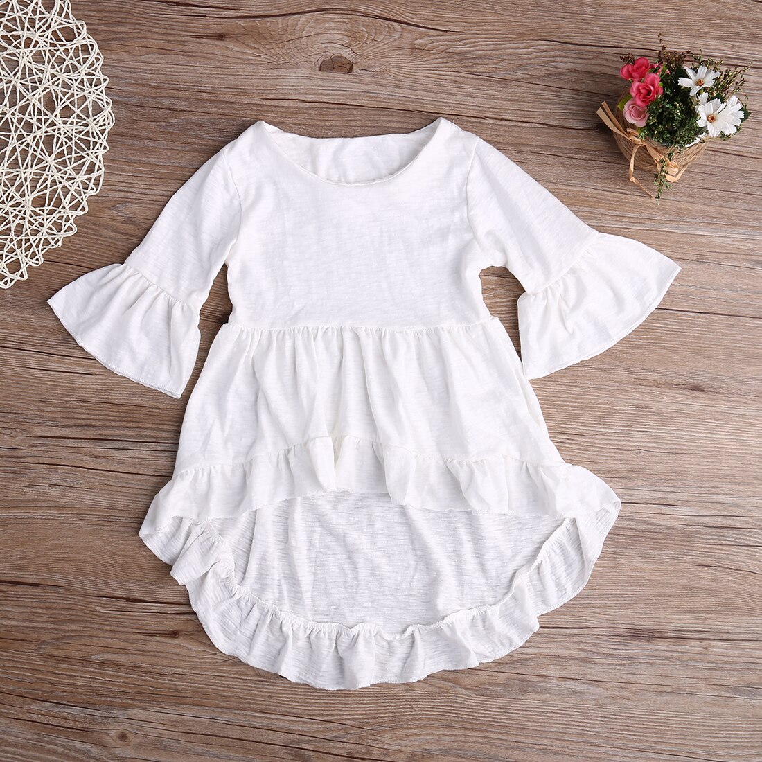 KIDS FRILL HEM DRESS WHITE SIDE OF THE MOON main image 1