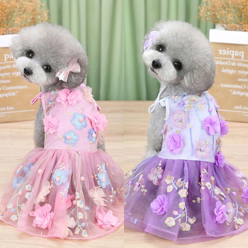 Hund Katze Hochzeit Kleid Tutu Prinzessin Pet Welpen Kleider Blumen Spitze Stickerei Pet Puppy Rock Hochzeit Party Kleidung
