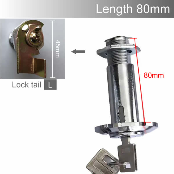 Extended type Safe deposit box Anti - theft cam lock cylinder 80mm 90mm Super encryption key very safe Class C anti-theft: Chrome