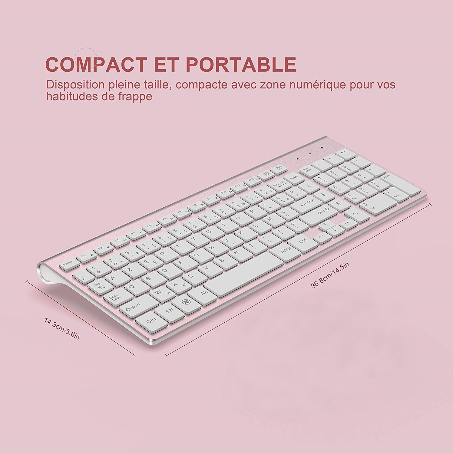 Wireless Keyboard Frans (Roze) Ergonomische Usb Interface Computer Mute Azerty Toetsenbord Voor Pc Laptop Tv