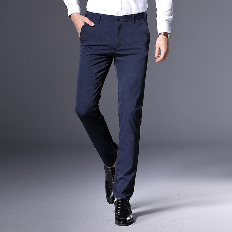 Pantalones de vestir para hombre, pantalón de negocios, estilo clásico, pantalones de boda,: Blue / 36