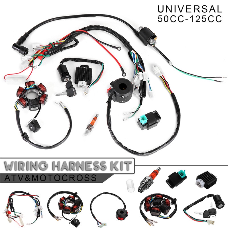 8 in 1 motorcykeltænding 125cc 150cc 250cc komplet ledningsnet cdi stator 6 spolestangskontakt til motorcykel atv