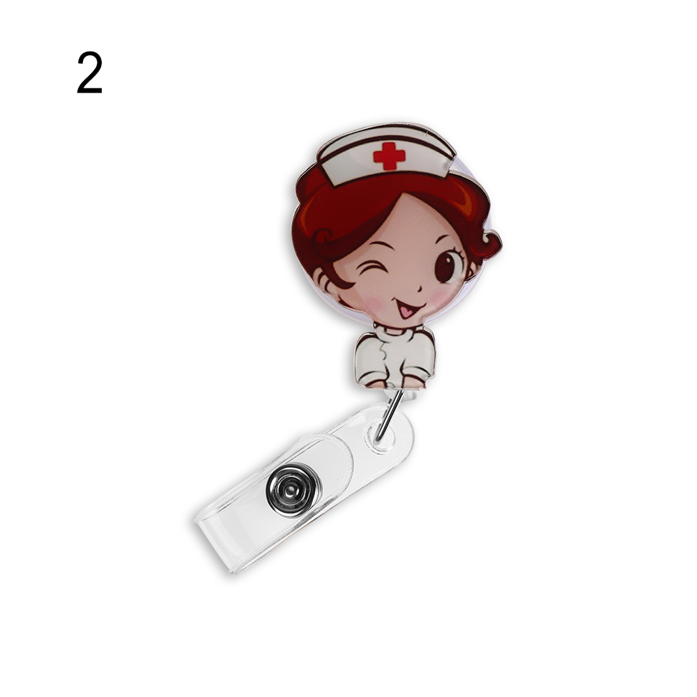 1Set Nette Cartoon Business Arbeit Karte Name Tags Krankenschwester Arzt ID Abzeichen Halter mit Versenkbare Reel Versenkbare Metall Clip: Only Metal Clip