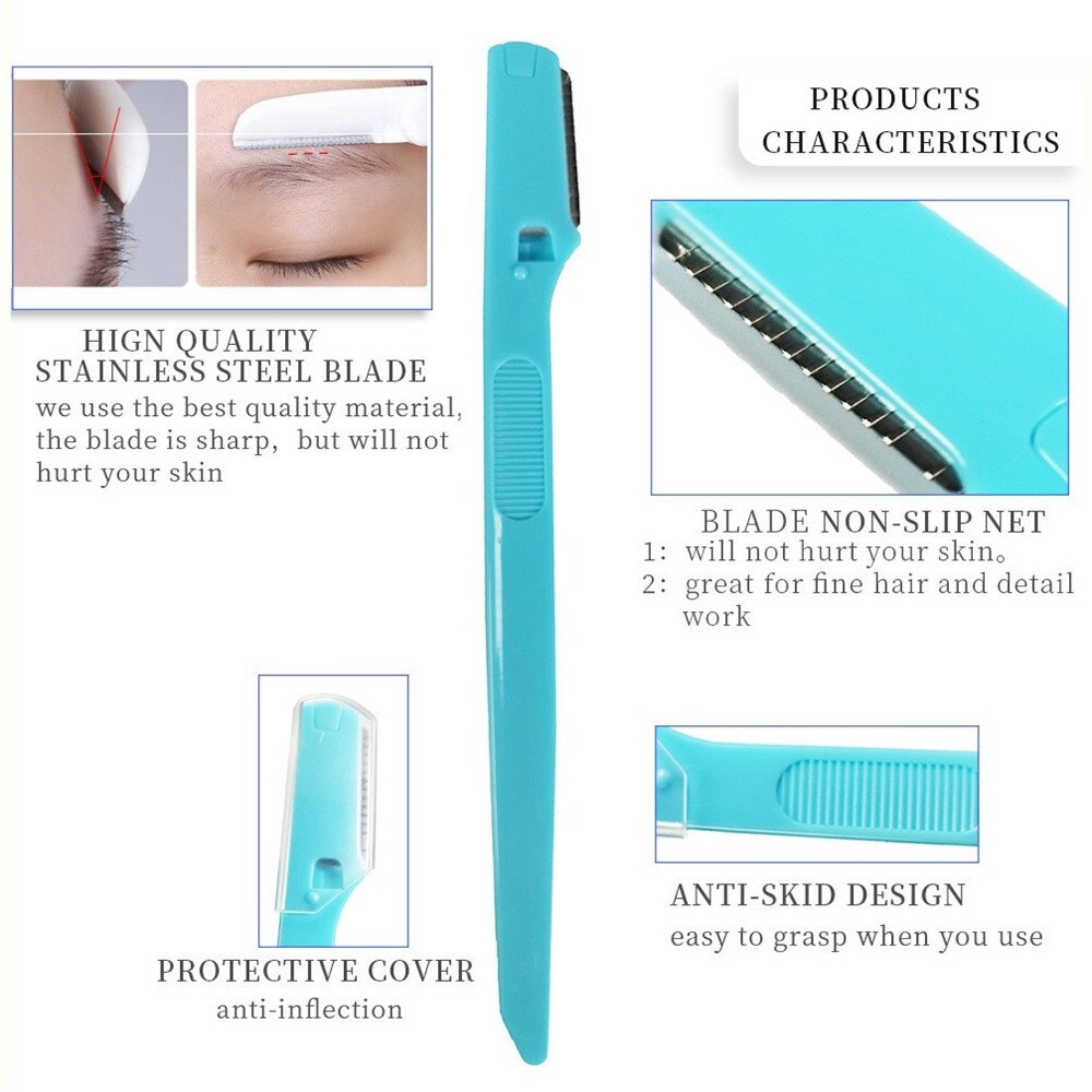 Portable Eyebrow Trimmer Hair Remover Set Eye Brow Shaver for Makeup Kit Stainless Steel Cutting Brow Shaver Cosmetics Tools