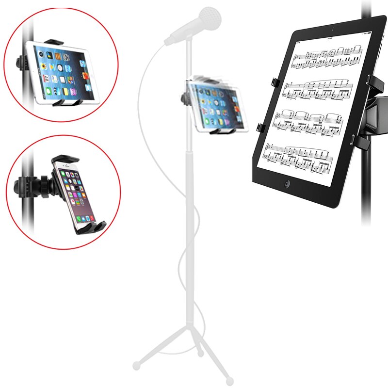 tablet holder and phone holder for Microphone stand ABC plastic mount for Apple Ipad for Iphone 4.5-10.5'' ereader car backseat