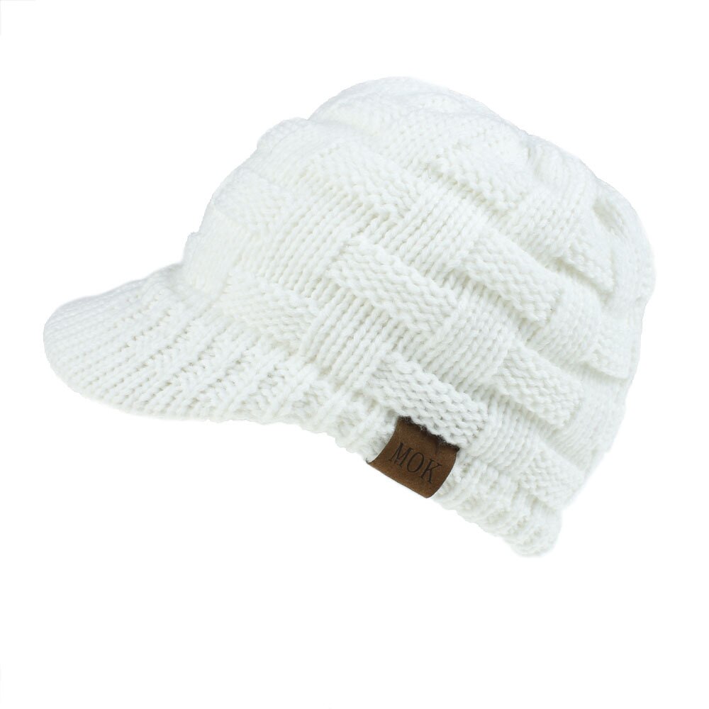 Farverige kvinders billige beanie hatte efterår vinter varm hue bagåbning hale strikning: Hvid