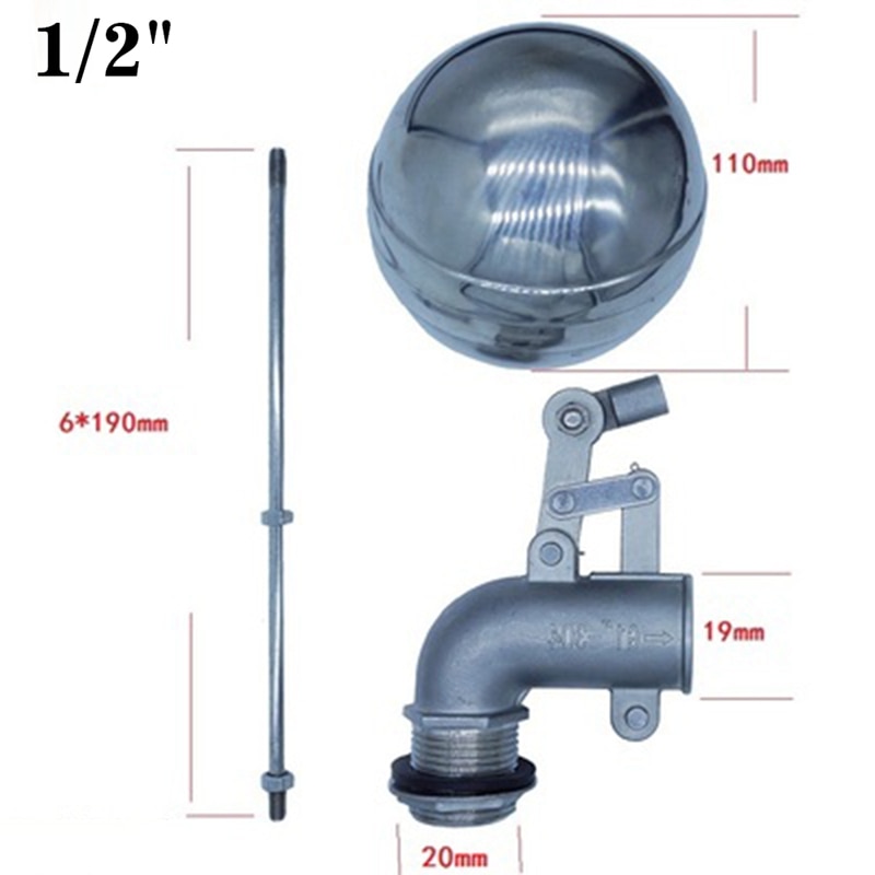 1/2" 3/4" 1" Stainless Steel 304 Adjustable Float Valve Water Tank Bend Elbow Floating Ball Valve Flow Cistern/Expansion